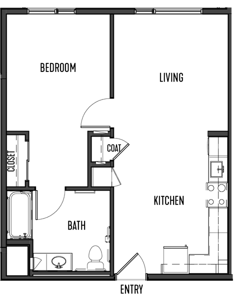a floor plan of a house with a bedroom and a living room